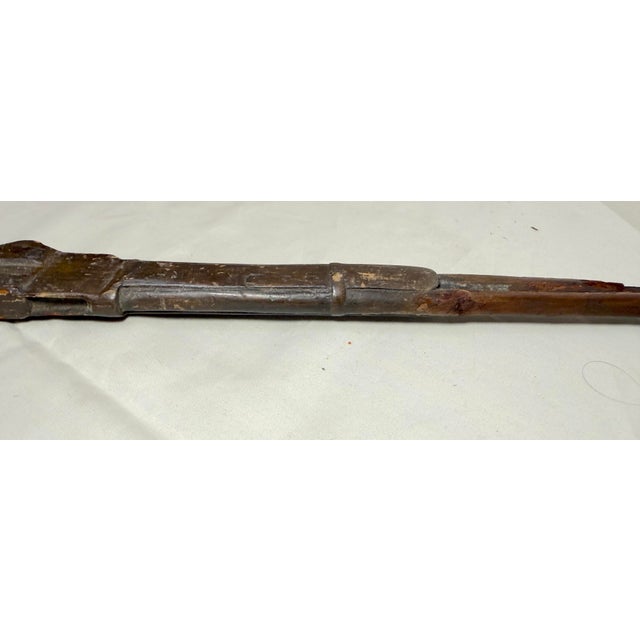 Antique 1800's Hand Carved Wood Folk Art Child Rifle Shotgun Toy Gun Sculpture For Sale - Image 9 of 10