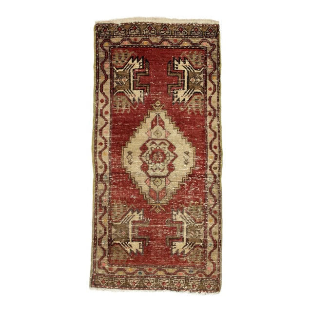 Distressed Mini Vintage Rug For Sale