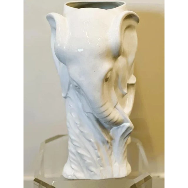 Vintage White Ceramic Elephant Umbrella Stand, 1970s For Sale - Image 10 of 12