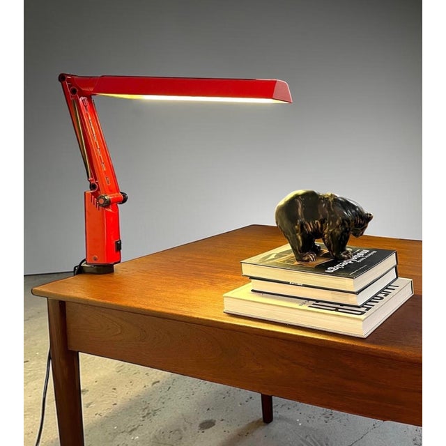 Late 20th Century Desk Lamp in Red Metal from Fagerhult, Sweden For Sale - Image 5 of 11