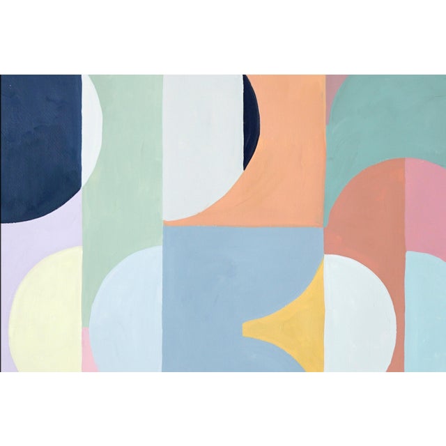 2020s 2026, Modern Painting in Pastel Tones of Art Deco Drops, Geometric Patterns Grid, Acrylic Paint on Watercolor Paper by Natalia Roman For Sale - Image 5 of 8