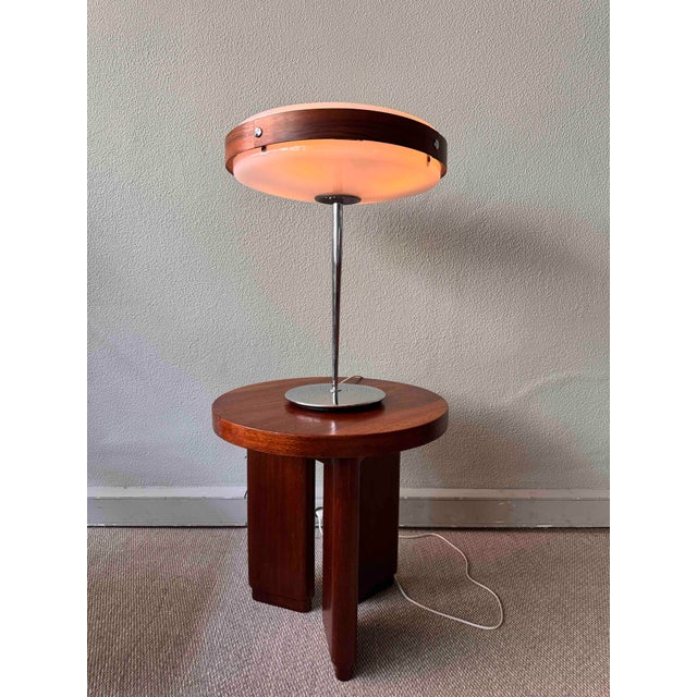Plastic Mid-Century Wood, Chrome, and Acrylic Eclipse M Table Lamp from Fase, 1966 For Sale - Image 7 of 18