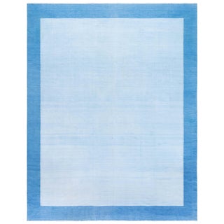 Doris Leslie Blau Vintage Indian Dhurrie Blue With Blue Flatweave Cotton Rug For Sale