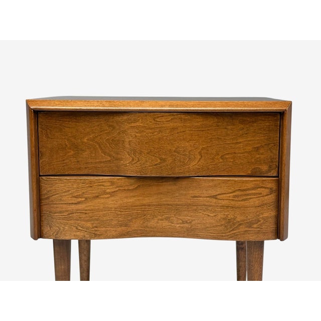 Edmond J Spence, Swedish Modern, Maple, Rare Wave Nightstands, 1950s, A Pair For Sale - Image 10 of 17