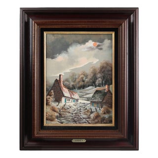 Landscape with Houses, 1950s, Oil on Canvas For Sale