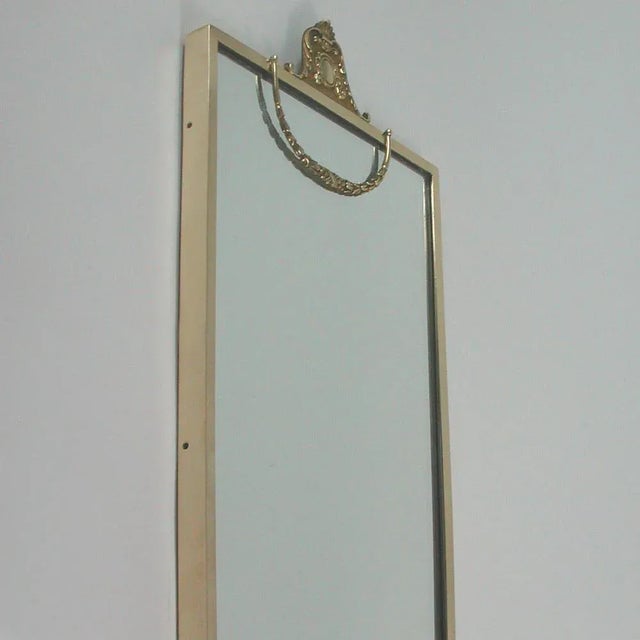 Italian Brass Wall Mirror, 1950s For Sale - Image 3 of 13