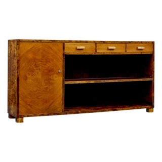 Mid-Century Swedish Birch and Elm Low Open Bookcase, 1950 For Sale