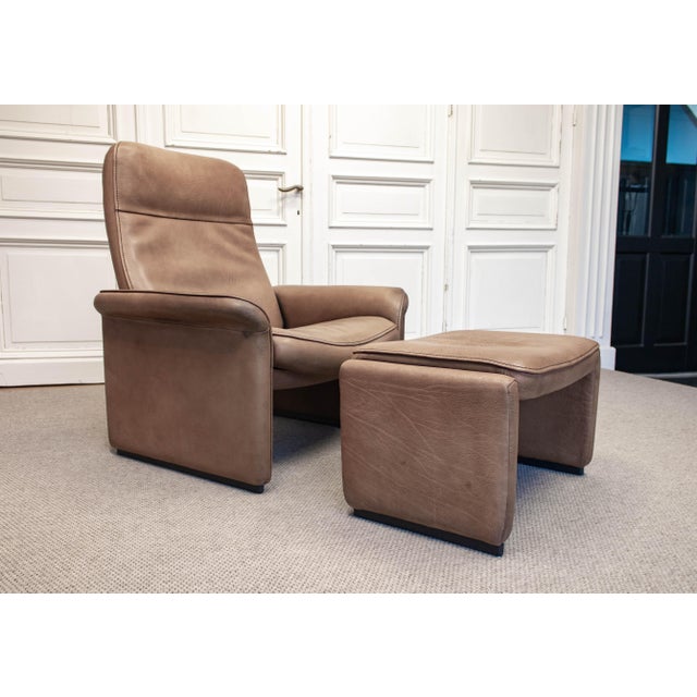 Brown Lounge Chair with Ottoman from de Sede, Switzerland, 1960s, Set of 2 For Sale - Image 8 of 12