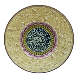Large German Majolica Grapes & Acanthus Plate