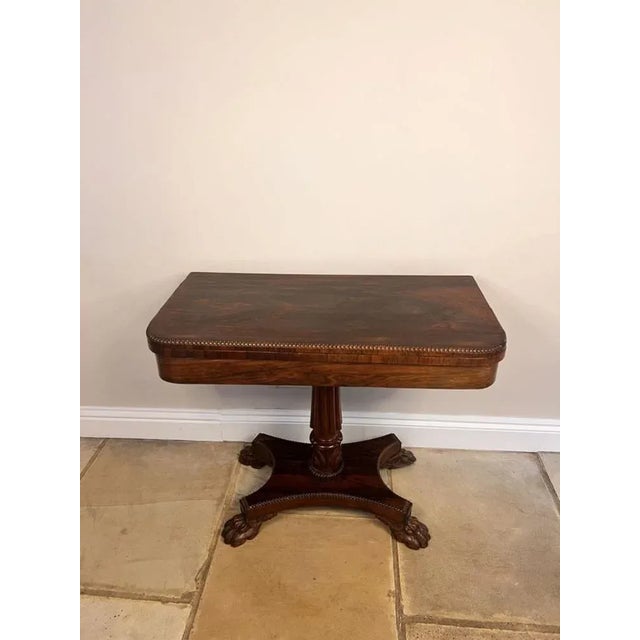 Brown Antique Regency Rosewood Card Table, 1830 For Sale - Image 8 of 9