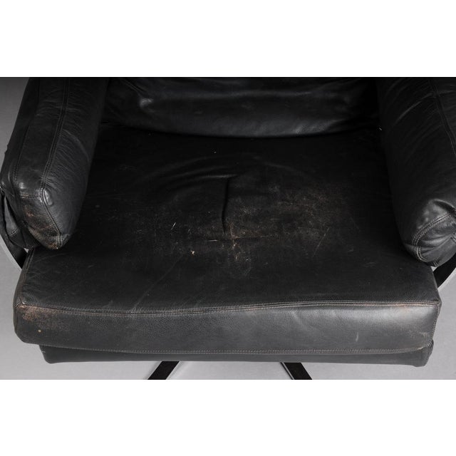 Metal Set of Vintage Lounge Chair and Ottoman in Black Leather by Arne Norell, 1960s For Sale - Image 7 of 18