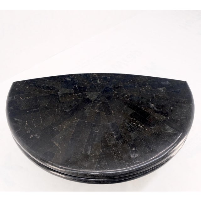 Swivel Adjustable Round Top Black Tessellated Marble Coffee Table For Sale - Image 4 of 11