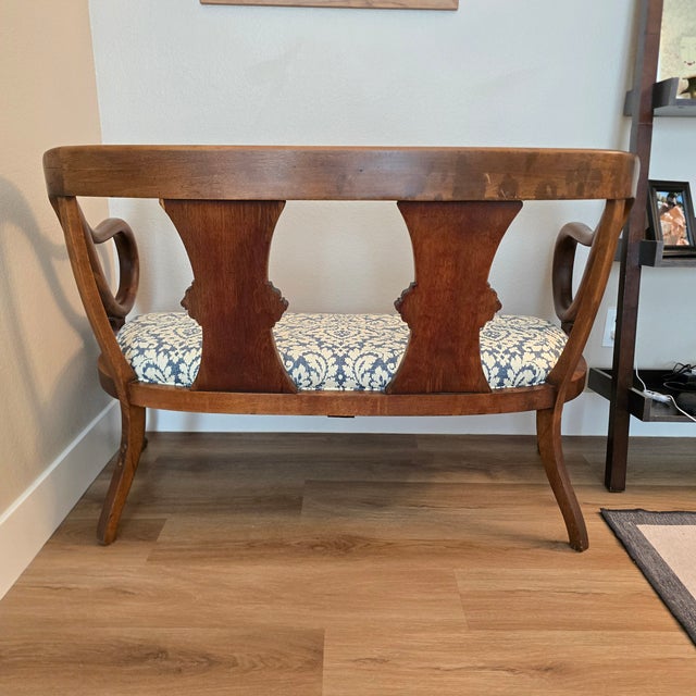 Brown Antique English Regency Carved Walnut Settee/Bench For Sale - Image 8 of 14