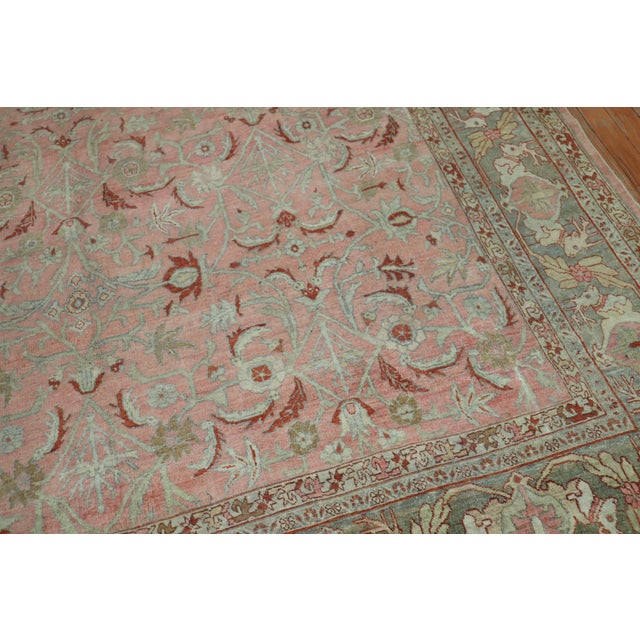 Pink Deer Head Pink Antique Persian Bidjar Pictorial Room Size Rug For Sale - Image 8 of 18