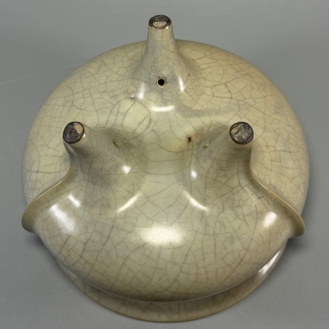 Antique Chinese Guan‑Style Crackle Glaze Tripod Censer For Sale - Image 9 of 10