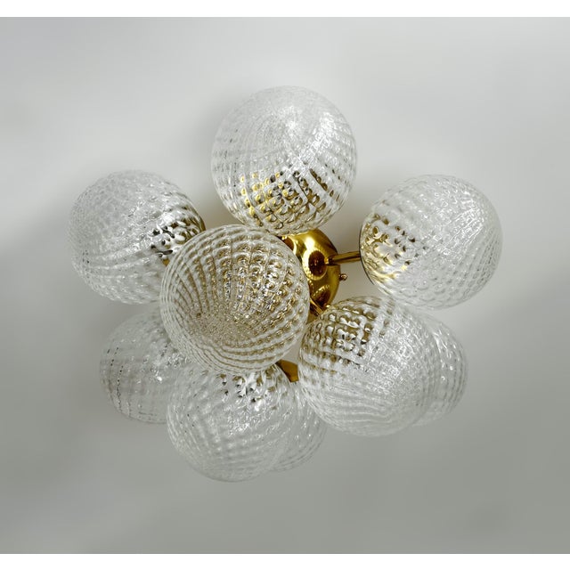 Fabio Ltd 21st Century Camilia Polished Brass Clear Balloton Globe Flush Mount by Fabio LTD For Sale - Image 4 of 8