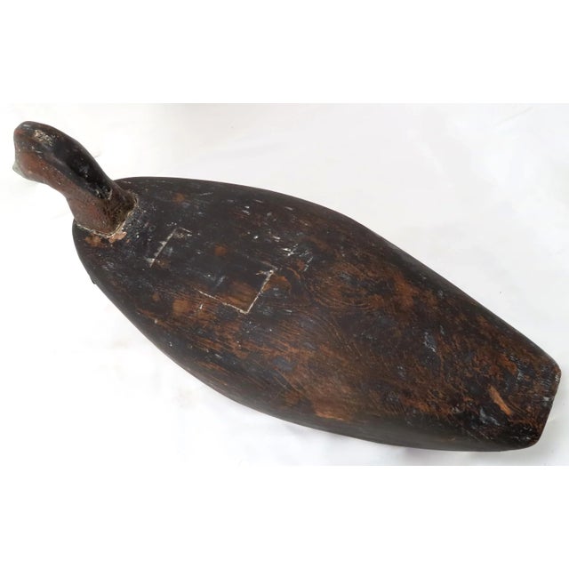 Wood Large Antique American Rustic Primitive Hand Carved & Painted Wood Duck Decoy For Sale - Image 7 of 13