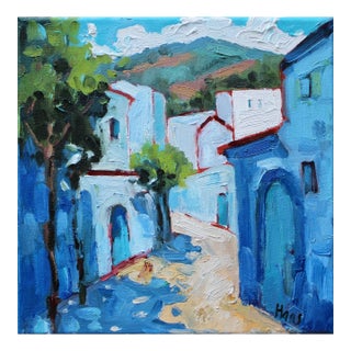 Chefchaouen, Morocco Modern Impressionist Oil Painting For Sale