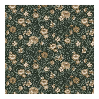 Sample - Annabelle Wallpaper in Woodland Green — Traditional, Made to Order For Sale