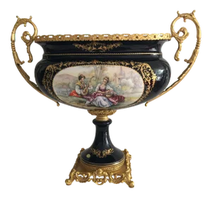 Late 19th Century Acf Victorian Romantic French Porcelain Gilt Vase