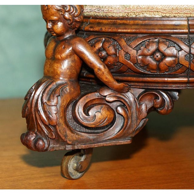 Anitque Victorian Carved Ottoman, 1840s For Sale - Image 3 of 14