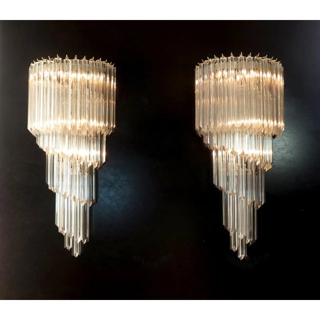 Large Italian Murano Glass Wall Sconces, 1985, Set of 2 For Sale - Image 4 of 14