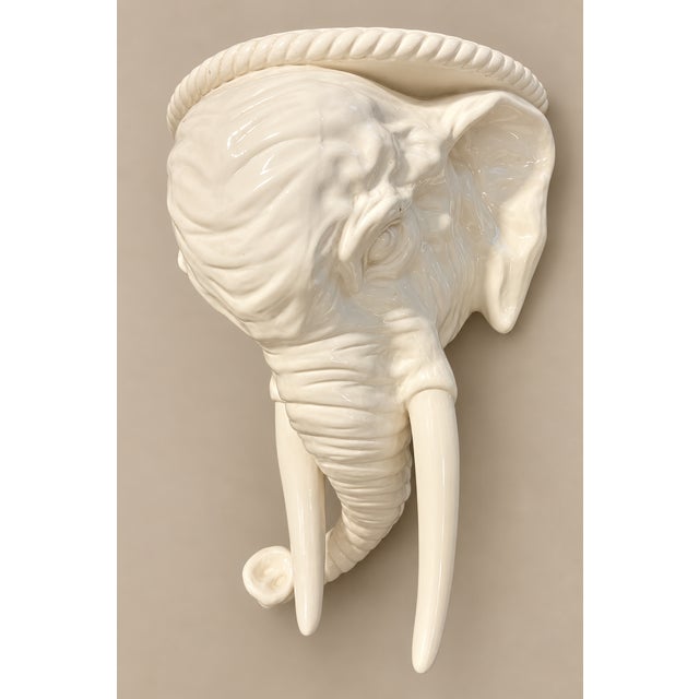 Italian Glazed Elephant Head Wall Bracket For Sale - Image 4 of 7