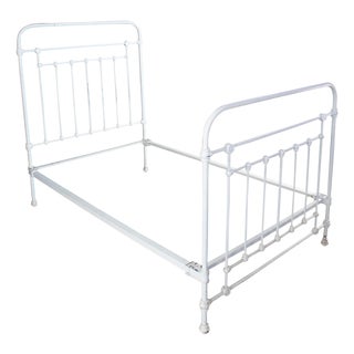 Antique Victorian French Country Farmhouse Cast Iron Twin Bed Boho Chic For Sale
