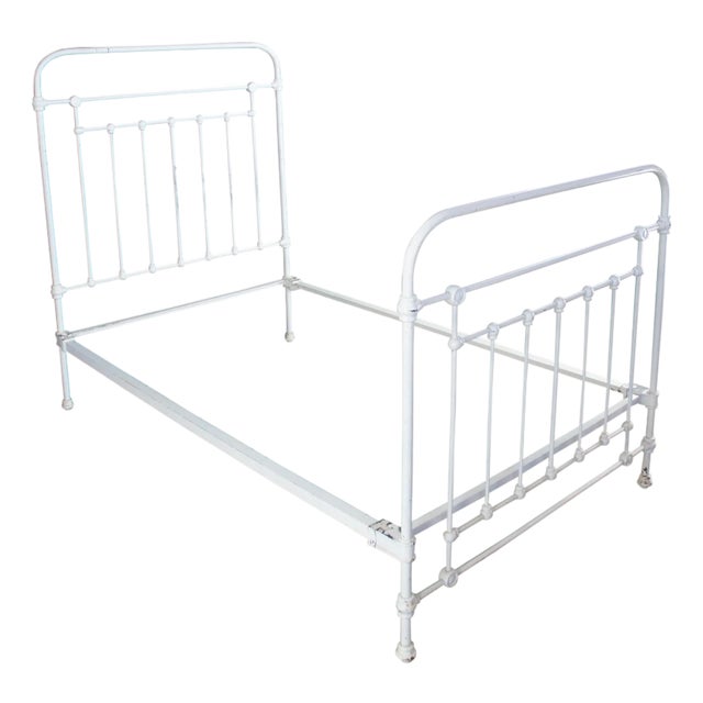 Antique Victorian French Country Farmhouse Cast Iron Twin Bed Boho Chic For Sale
