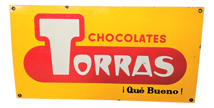 Double-Sided Enamelled Chocolates Torras Sign, 1950s