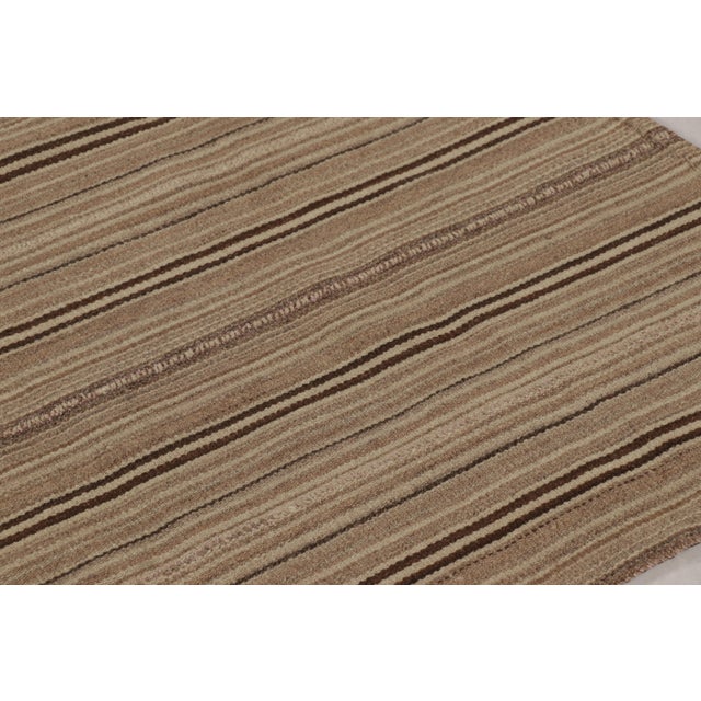 Vintage Bidjar Persian Kilim, Tribal Rug in Brown Stripes For Sale In New York - Image 6 of 8