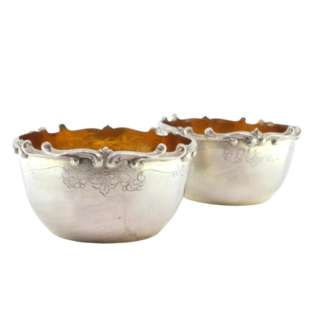 Silver Silver Washbasins with Raised Edges and Gold Interiors, Set of 2 For Sale - Image 8 of 8