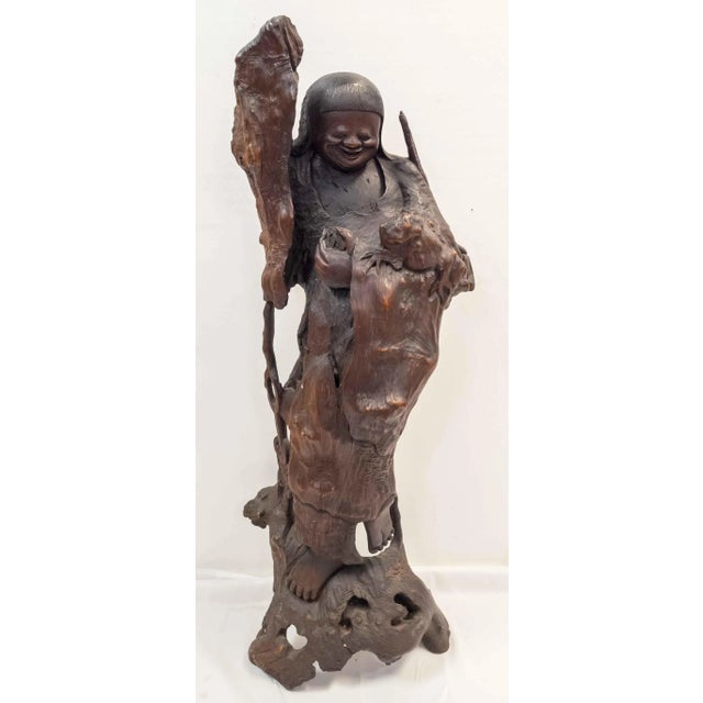 19th Century Large Chinese or Japanese Carved Rootwood Sculpture For Sale - Image 5 of 13