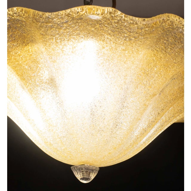1970s Murano Glass Gold Ceiling Light Flower, 1970 For Sale - Image 5 of 10