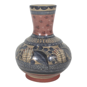 Vintage Signed Tonala Mexican Burnished Clay Vase, Jímón O. Juarez Signed by Artist, Hand Painted Pottery