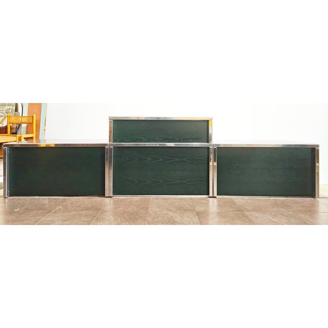 Modular Unit in Dark Green Lacquered Wood with Chromed Metal from Saporiti Italia, Italy, 1970s, Set of 4 For Sale - Image 9 of 16