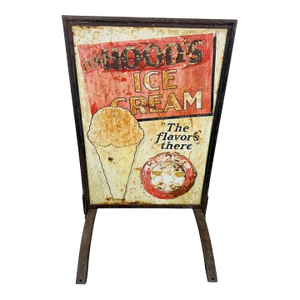 Vintage Two-Sided Hood’s Ice Cream Advertising Sign