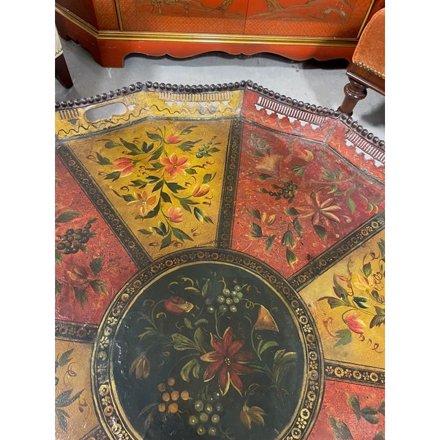 Antique Tole Tray on Stand For Sale - Image 4 of 8