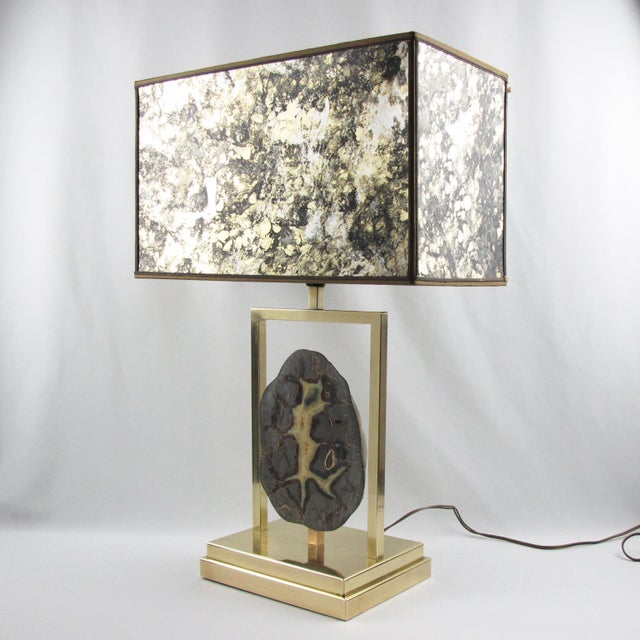 Willy Daro Dragon Septarian Geode Table Lamp – Monumental 1970s Sculptural Brass Design A rare and commanding work by...