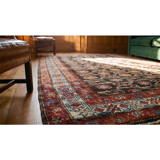 1900s Black Geometric Tribal Antique W. Persian Kurdish Rug 3'8" X 7'3" Handknotted Wool Carpet For Sale In New York - Image 6 of 8