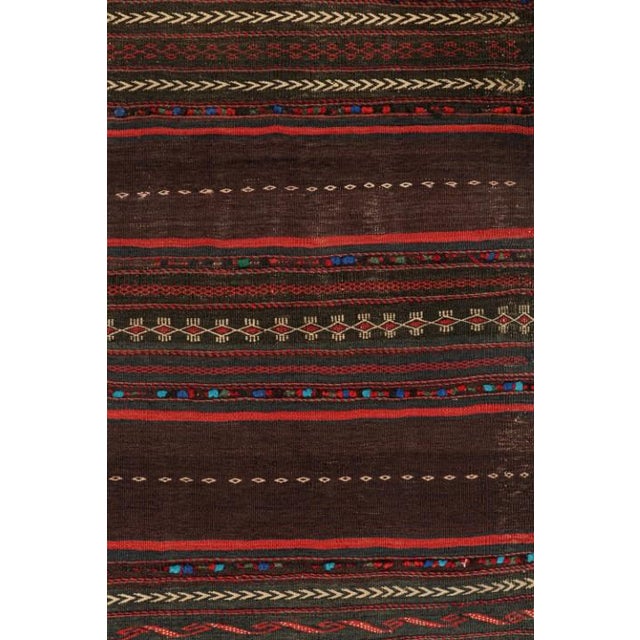 Traditional Vintage Persian Kilim Runner in Aubergine With Red Stripes by Rug & Kilim For Sale - Image 3 of 7