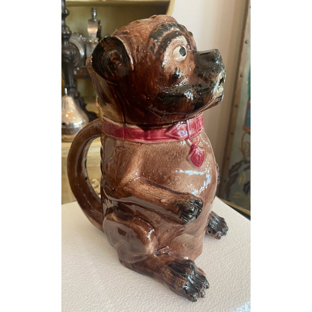 Majolica Pug Dog Pitcher, C1880-1900 For Sale In West Palm - Image 6 of 11