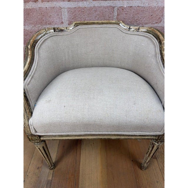 Antique French Louis XVI Petite Corbeille Vanity Chair For Sale - Image 9 of 17