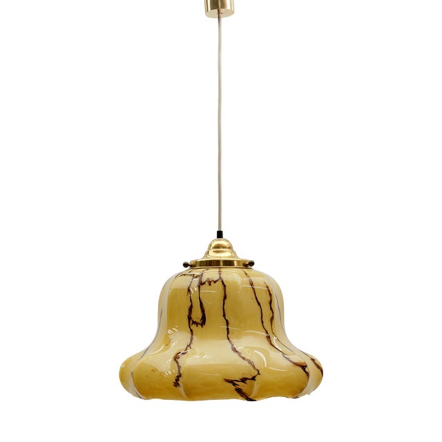 Art Deco Pendant Lamp in Marbled Glass, Germany, 1940s For Sale