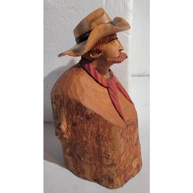 Hand Carved Cowboy One Piece of Wood For Sale - Image 4 of 5