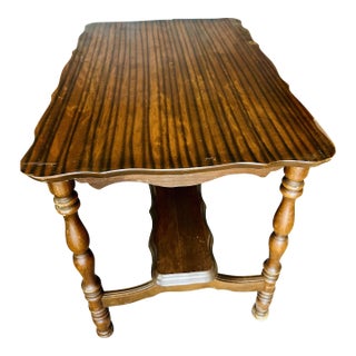 Vintage English Jacobean Style Side Table With Scalloped Top For Sale