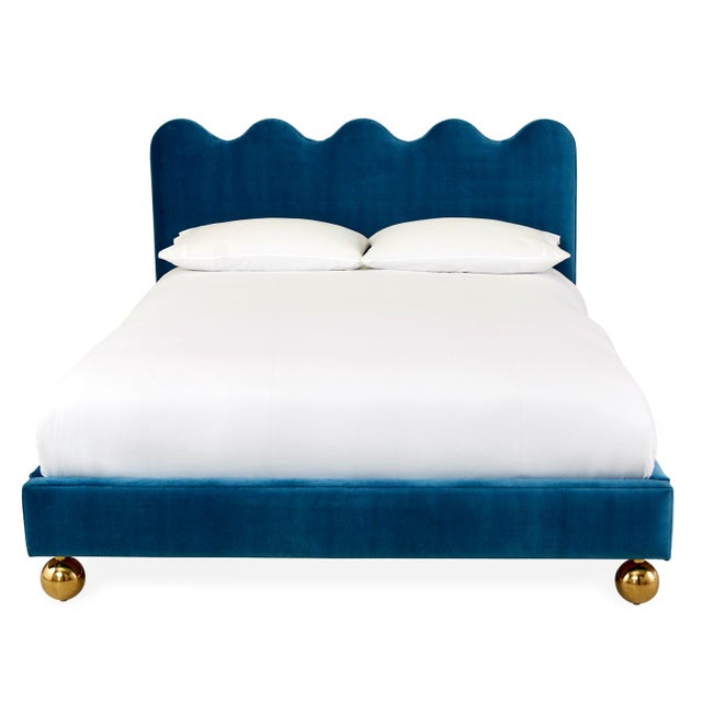 Jonathan Adler Ripple Queen Bed, Venice Peacock For Sale - Image 11 of 11