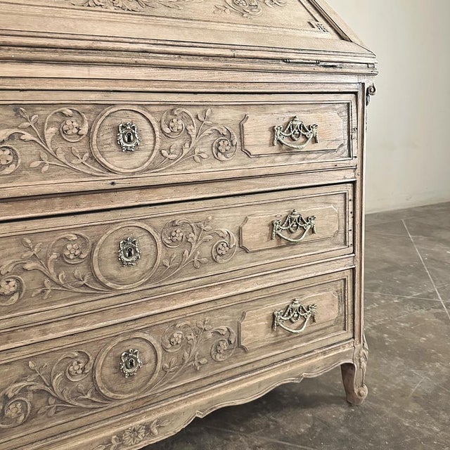 18th Century Country French Louis XVI Transitional Stripped Secretary Desk For Sale - Image 16 of 18