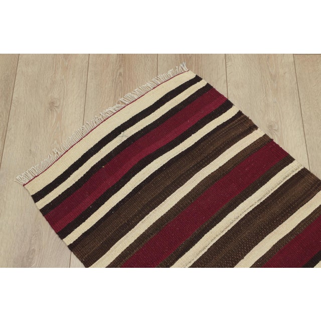 1960s Turkish Red Striped Kilim Runner Rug For Sale - Image 12 of 13