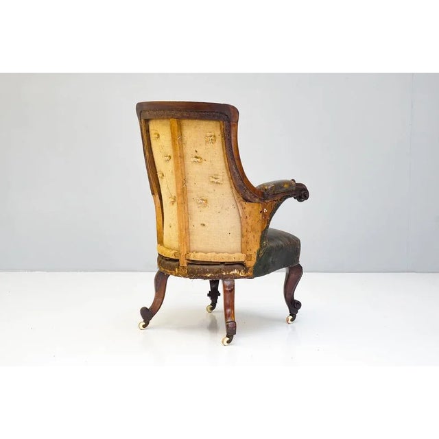 Library Armchair in Leather and Rosewood For Sale - Image 3 of 8